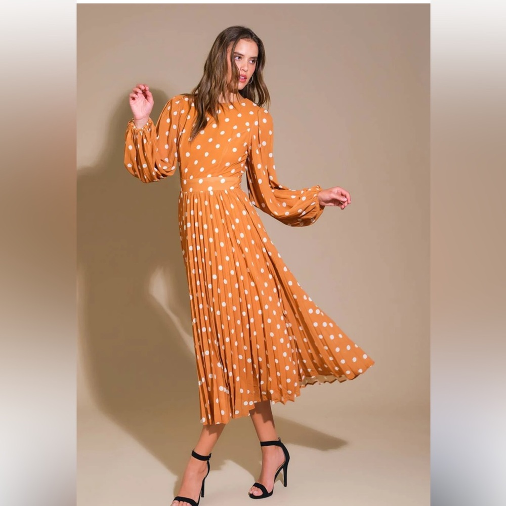Flying Tomato Orange Polka Dot Midi Dress
